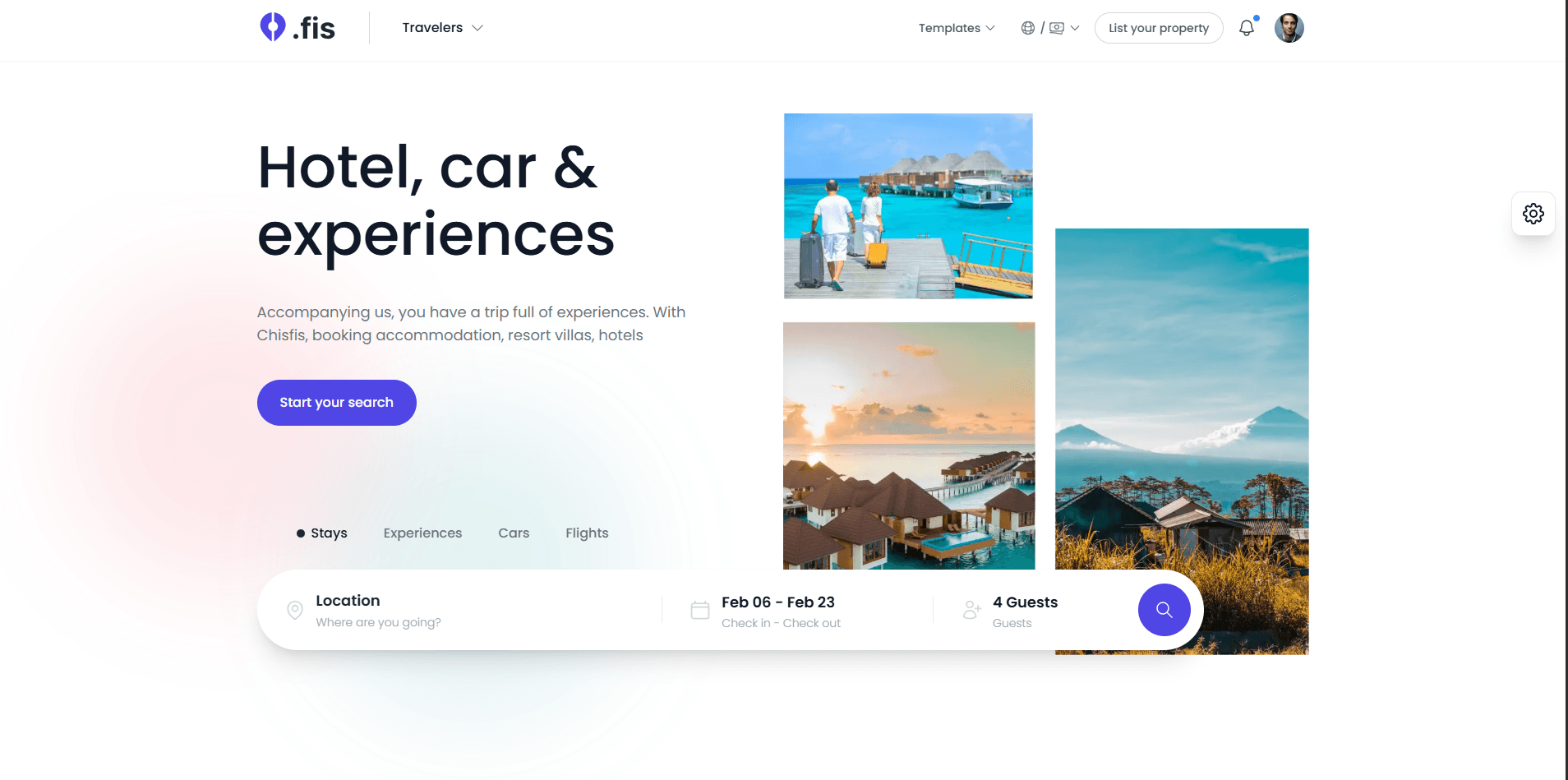 Online booking platform main page